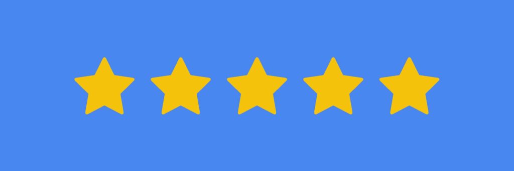 5 stars on a blue background